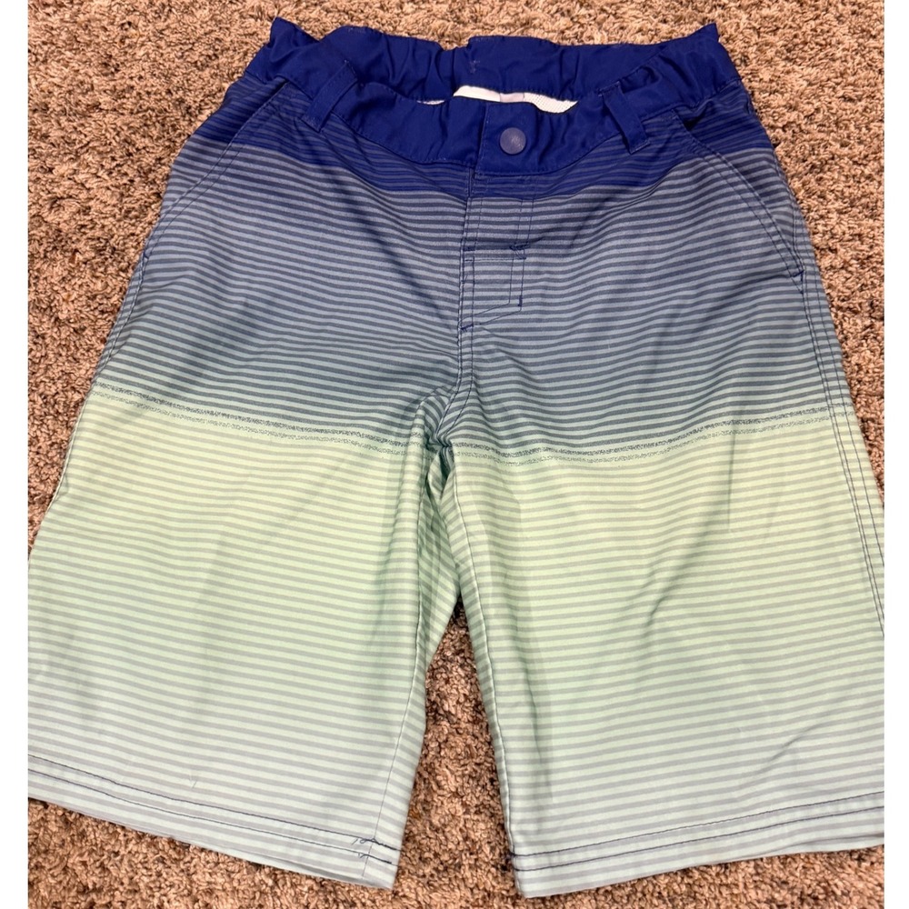 Art Class Boys Blue Green Ombre Striped Swim Trunks Board Shorts Size 14